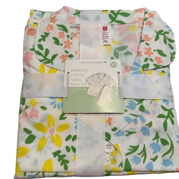 Women's White Floral Two Piece Cotton Pajama Set - Size XS - NWT - Picture 5 of 6